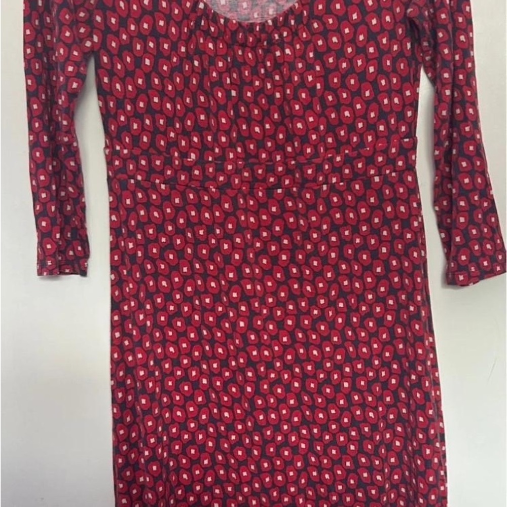 Boden Red and White Patterned Dress